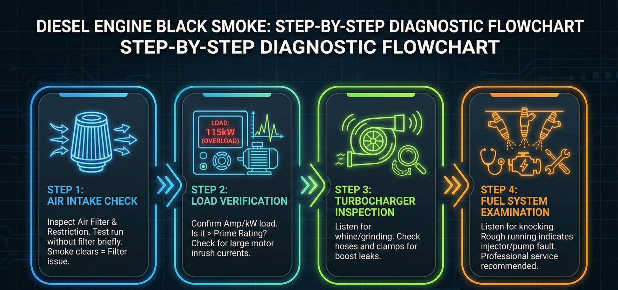 Troubleshooting Black Smoke in Diesel Engine Generators: Air vs. Fuel Ratio 3 black smoke in diesel engine