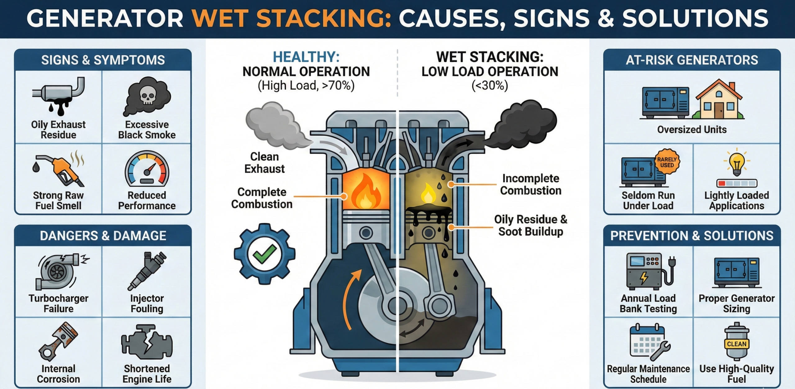What Is Generator Wet Stacking? Signs, Symptoms & How to Prevent It 4 generator wet stacking
