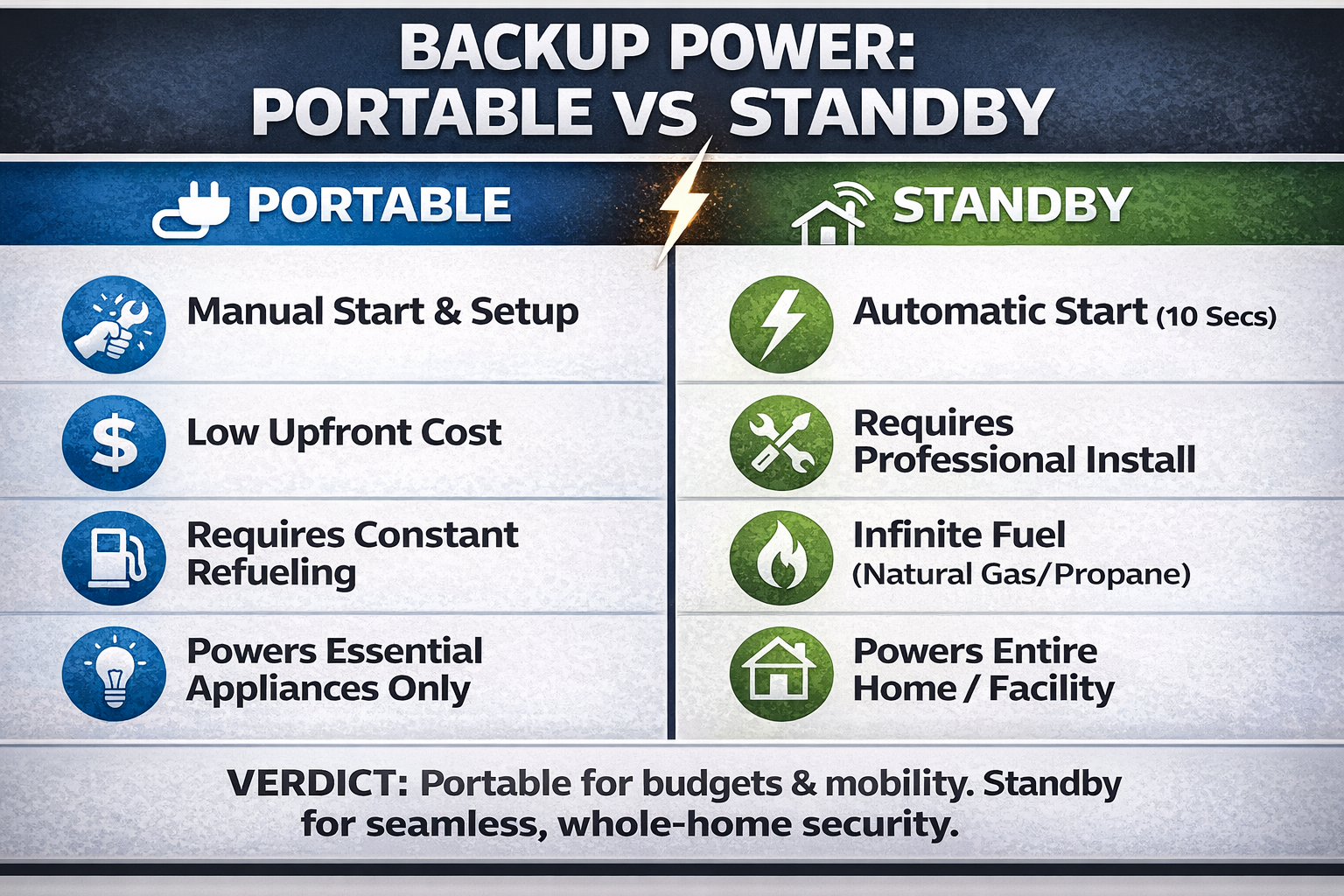 Portable vs Standby Generator: Which One Should You Choose? 2 portable vs standby generator