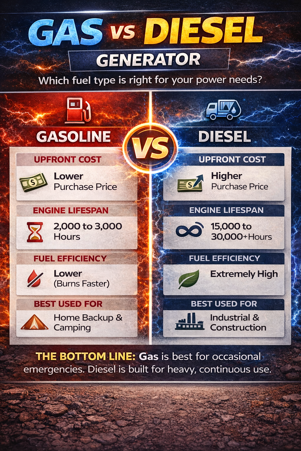Gas vs Diesel Generator: Which Fuel Type Is Better? 2 gas vs diesel generator