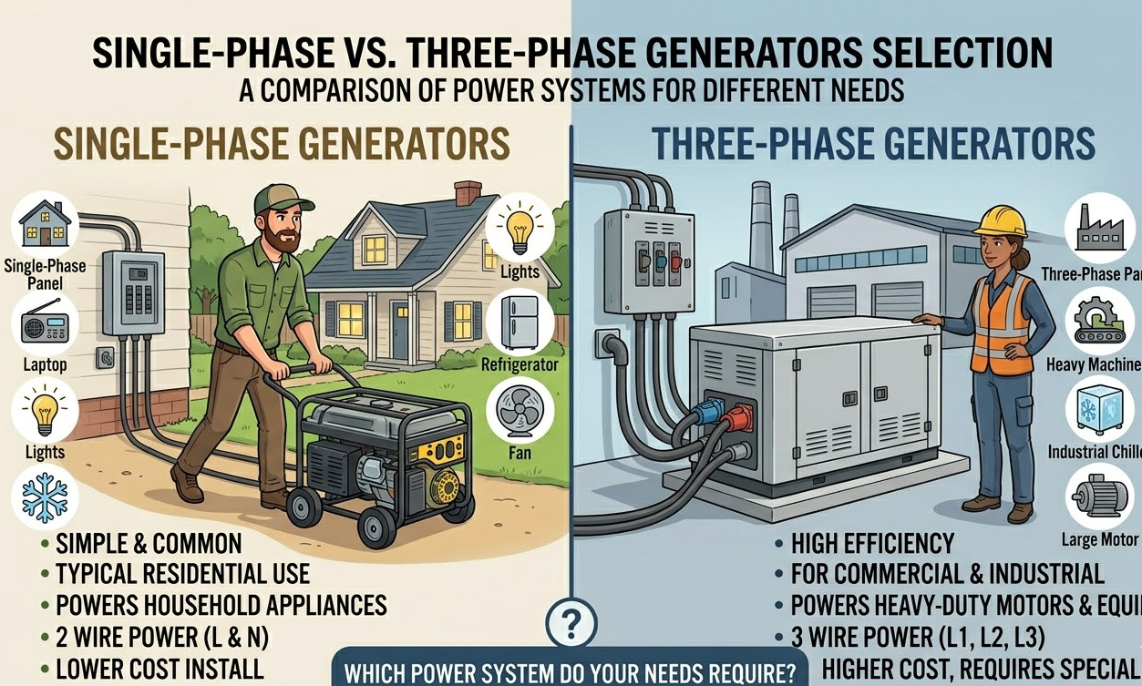 Single-Phase vs. Three-Phase Generators Selection 6 Single-Phase vs. Three-Phase Generators