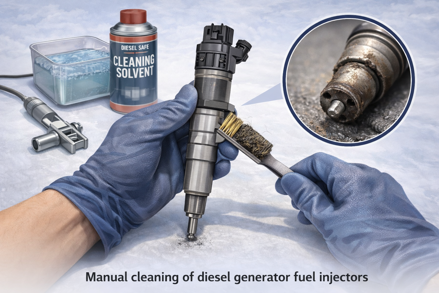 Manual cleaning of diesel generator fuel injector