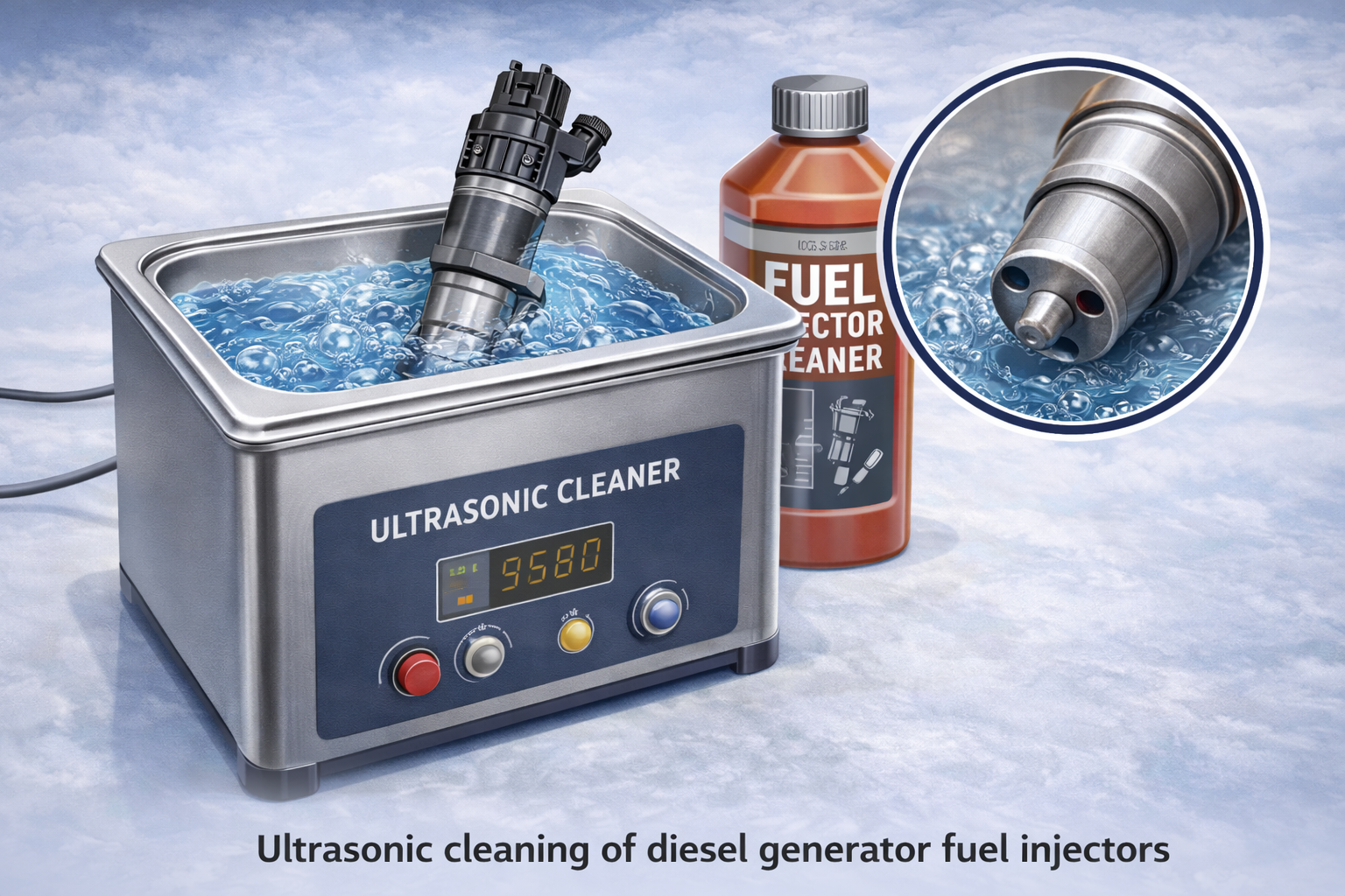 Cleaning And Testing Of Diesel Generator Fuel Injectors 2 Ultrasonic cleaning of diesel generator fuel injector