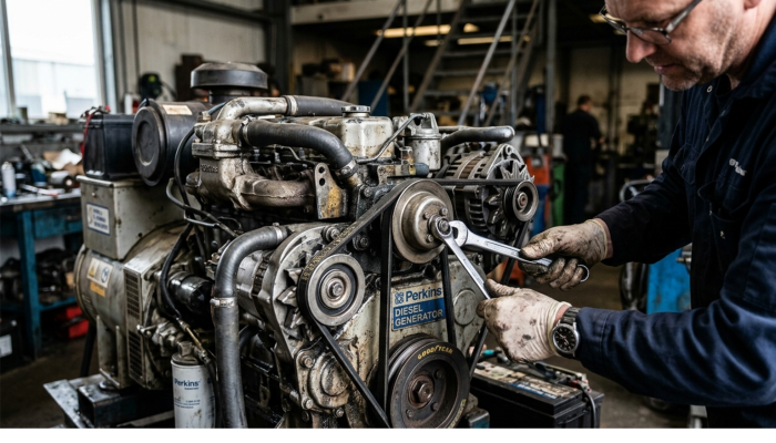 Diesel generator belt adjustment