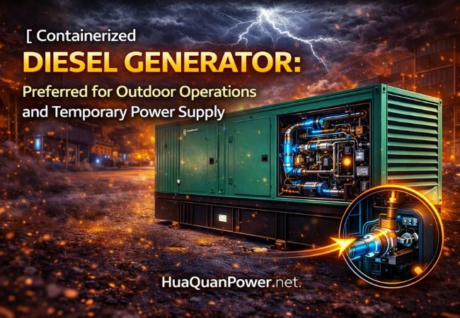 Containerized diesel generator for outdoor temporary power supply
