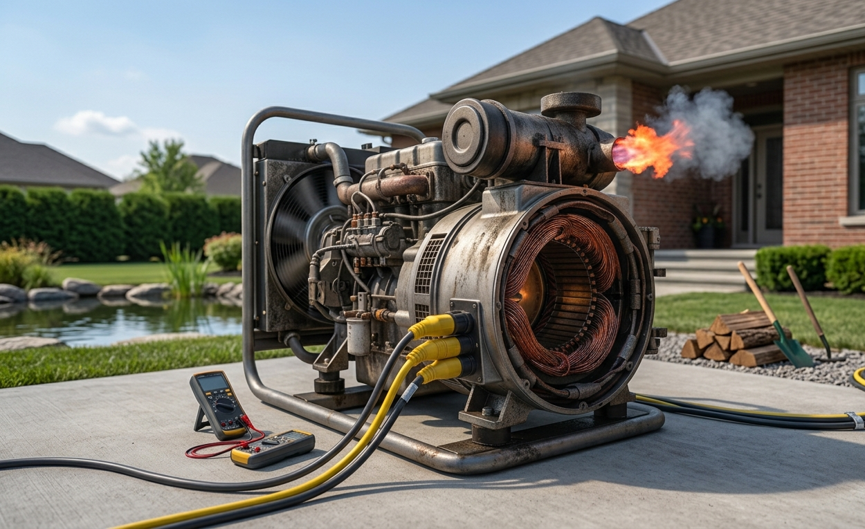 gas generator backfiring