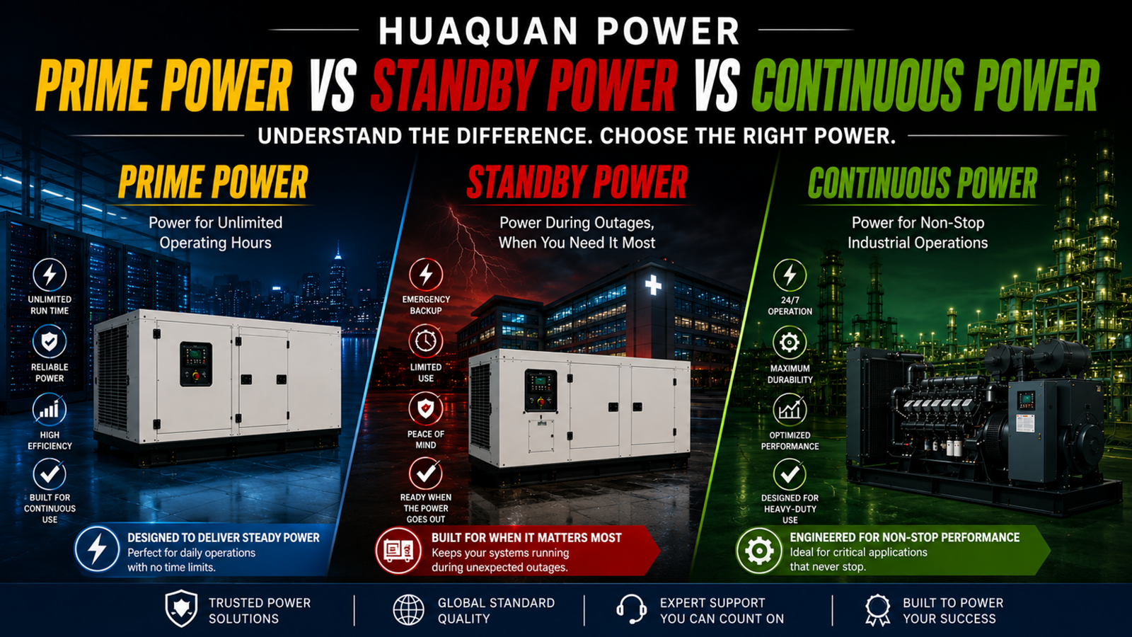 Prime Power vs Standby Power vs Continuous Power