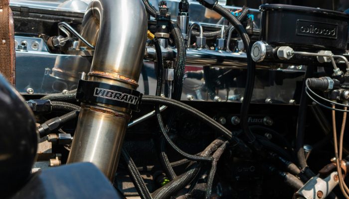 a close up of a motorcycle engine and its gear
