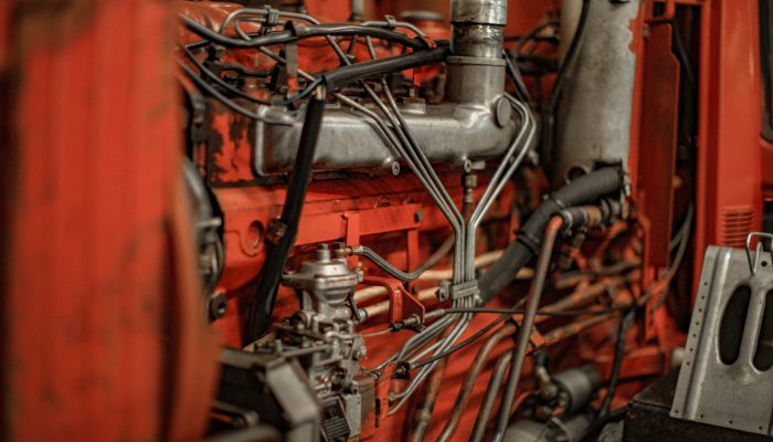 black and red metal machine