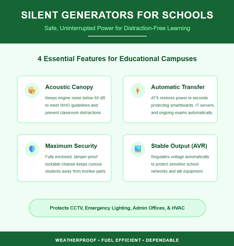 silent generator for schools