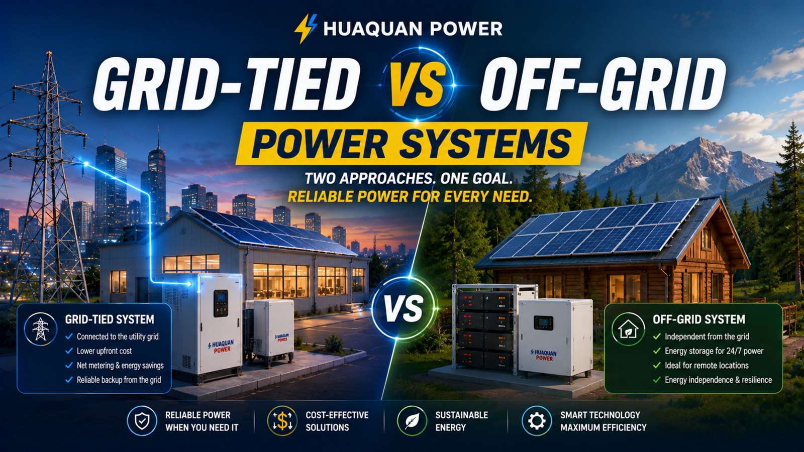 Grid-tied vs off-grid power systems