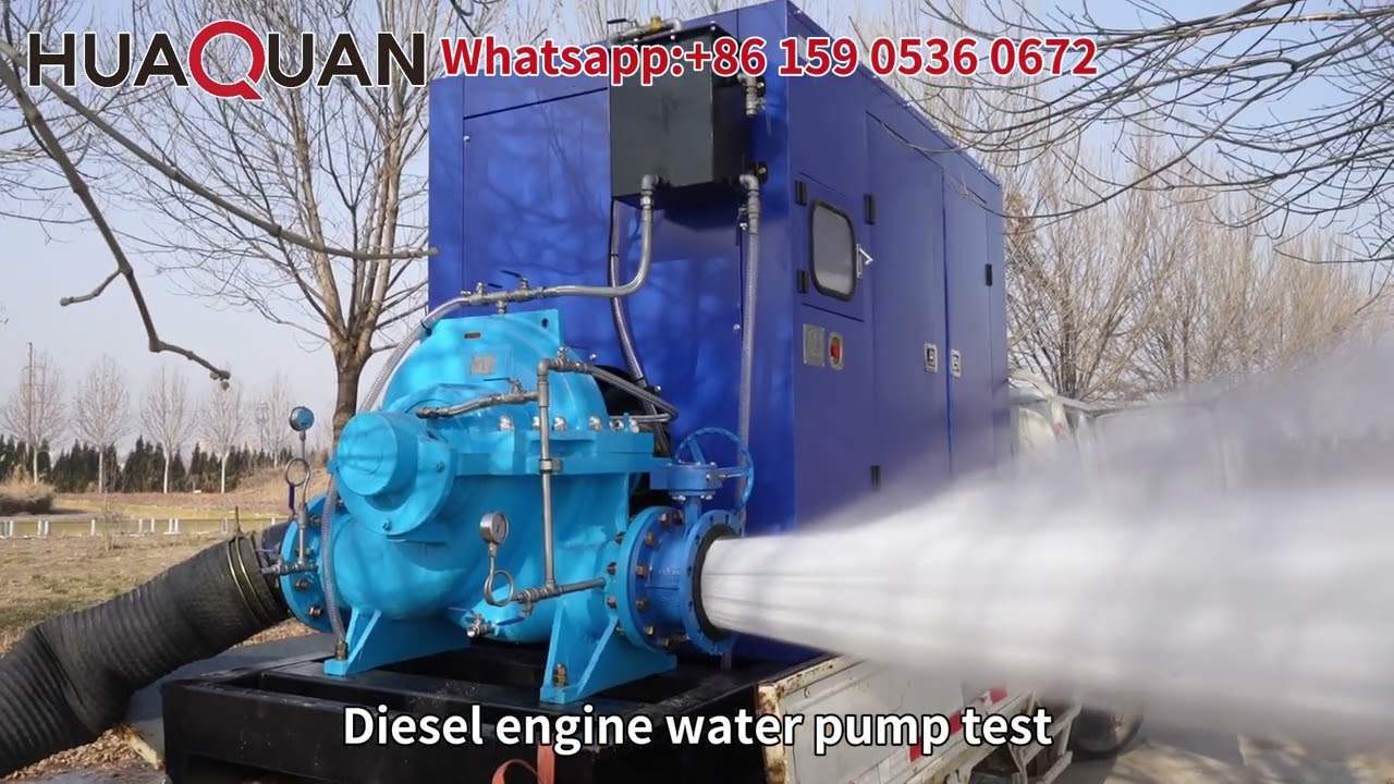 HUAQUAN diesel engine water pump test, large flow, long range, aanpasbaar, global shipping.